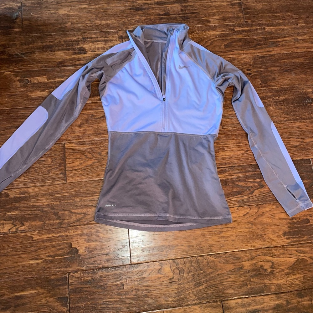 Nike Gray and Light Purple Half-Zip Pullover